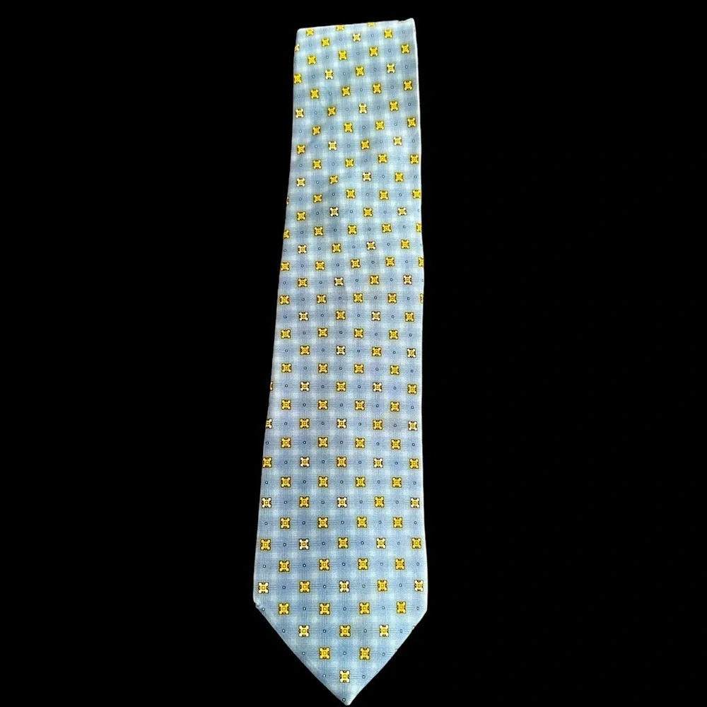 Frangi‎ Italy 100% Silk Blue Geometric Necktie Tie Career Work Office Wedding